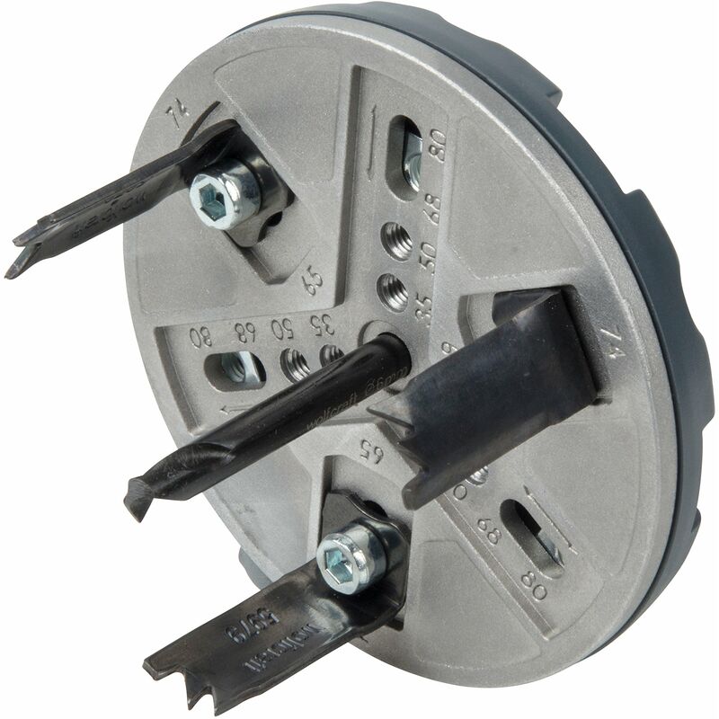 foto del prodotto sega a tazza regolabile, 35 80 mm i 5985000 i per tutti i diametri standard per lavori interni wolfcraft