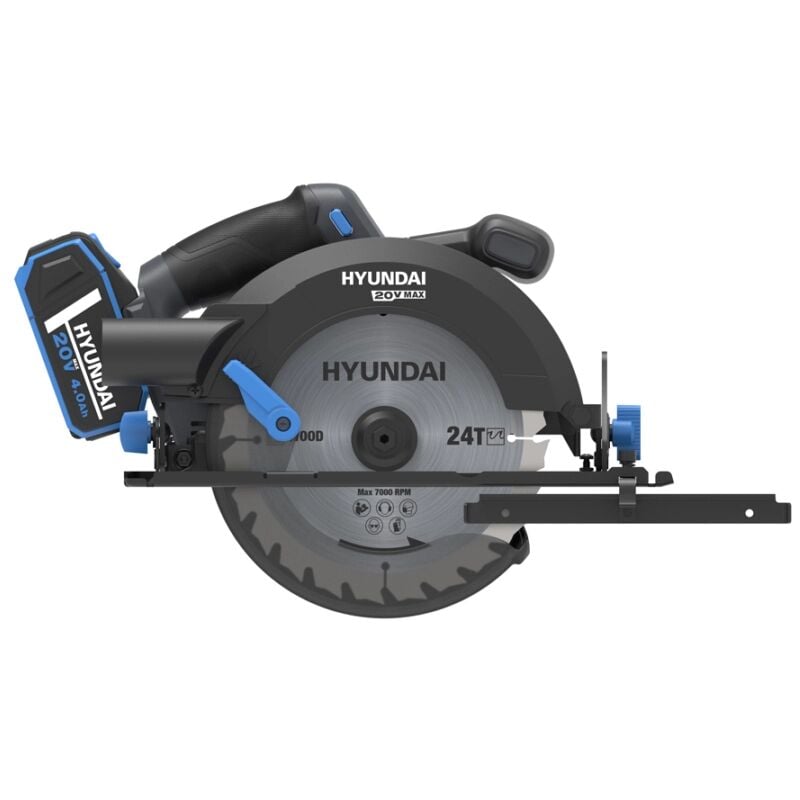 foto del prodotto sega circolare a batteria hyundai lama 190 mm 20v, solo corpo macchina cod. 25866