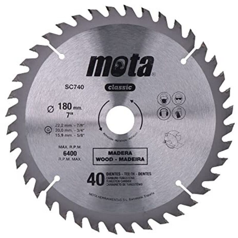 foto del prodotto sega circolare al widia 180mm 40 denti clp18 sc740 mota
