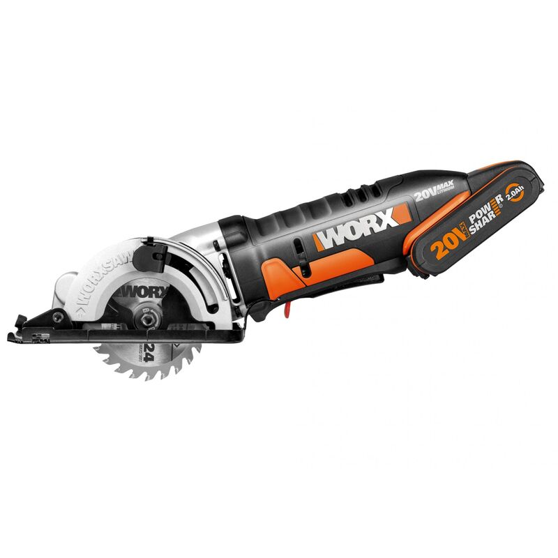 foto del prodotto sega circolare compatta worx wx527.2 20v con batteria 2 ah carica rapido