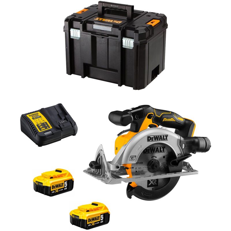 foto del prodotto sega circolare dewalt dcs565p2t 2 x 5,0 ah dcb115 tstak vi 
