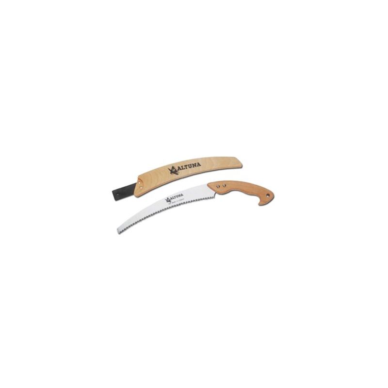 foto del prodotto sega curva 330mm dente giapponese con manico in legno e custodia altuna 29601