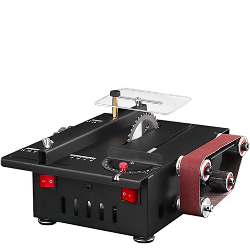foto del prodotto sega da banco da 200 w e levigatrice a nastro con asta di prolunga, kit trapano per intaglio, sega circolare a velocit variabile, profondit di