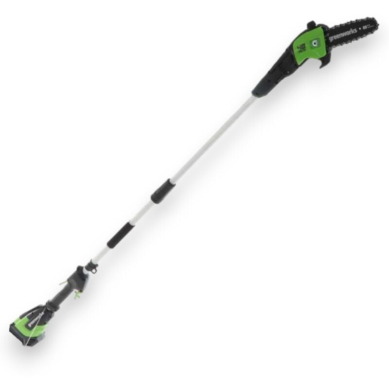 foto del prodotto sega potatrice taglia rami a batteria 48v con asta telescopica fino a 250 cm greenworks g48ps