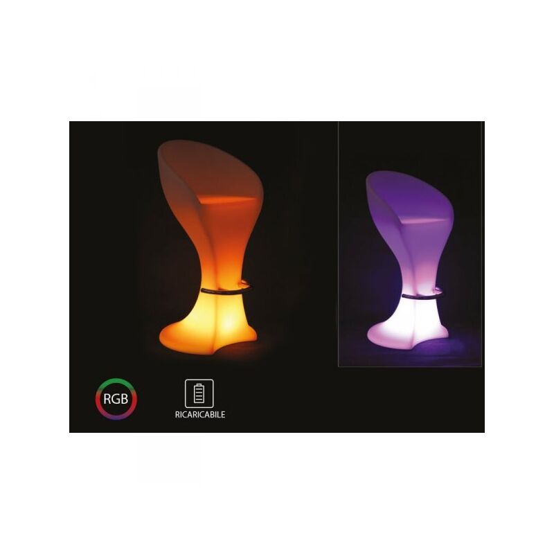 foto del prodotto seggiola da bar con lampada luce led rgbw ricaricabile telecomando incluso ip54 50x56x110cm sku 40271
