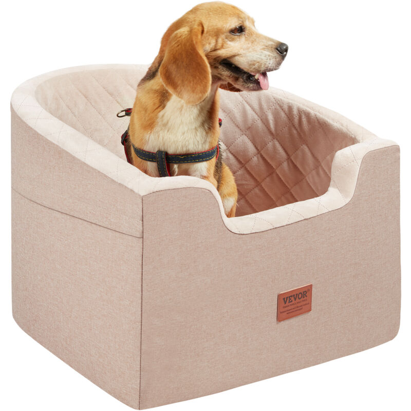 foto del prodotto seggiolino auto per cani di piccola taglia media 25 kg, rialzo per cani impermeabile, tasca portaoggetti, guinzaglio di sicurezza con clip,