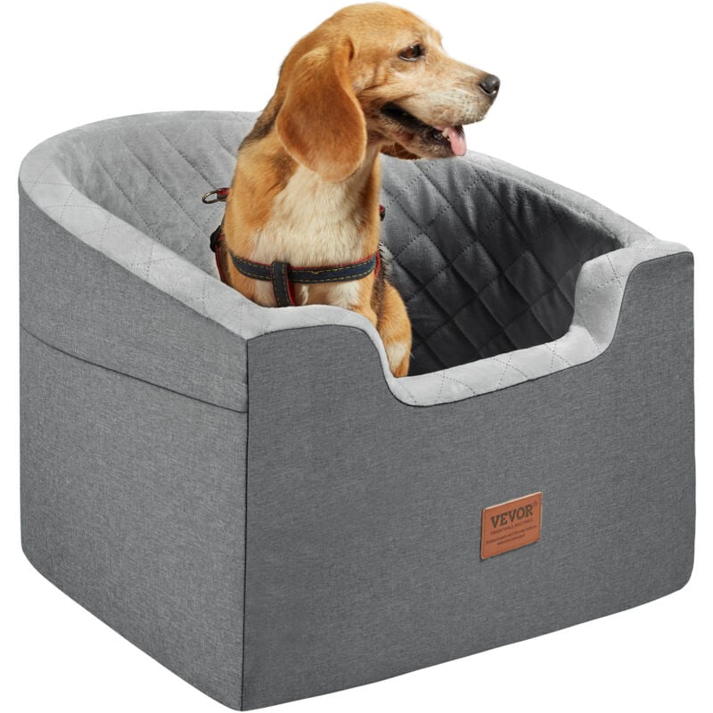 foto del prodotto seggiolino auto per cani di piccola taglia media 25kg, rialzo per cani impermeabile, tasca portaoggetti, guinzaglio di sicurezza con clip,
