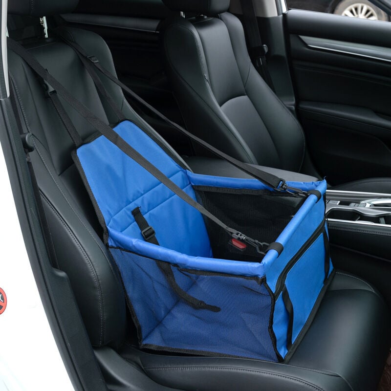 foto del prodotto seggiolino auto per cani e gatti, accessori auto per cani, coprisedile impermeabile in tessuto oxford per auto con imbracatura da viaggio e borsa di