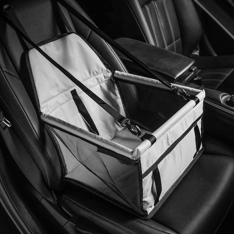 foto del prodotto seggiolino auto per cani, stabile e facile da installare, borsa per il trasporto di cani impermeabile e traspirante grigio 