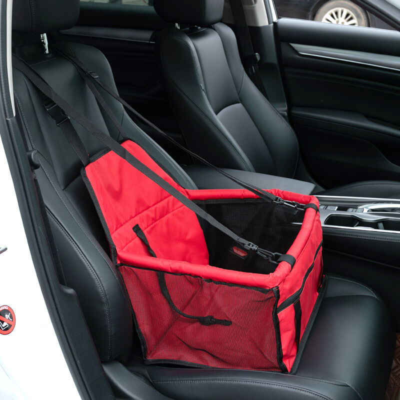 foto del prodotto seggiolino per auto per cani e gatti, accessori per auto per cani, copertura impermeabile per seggiolino in tessuto oxford con imbracatura da viaggio