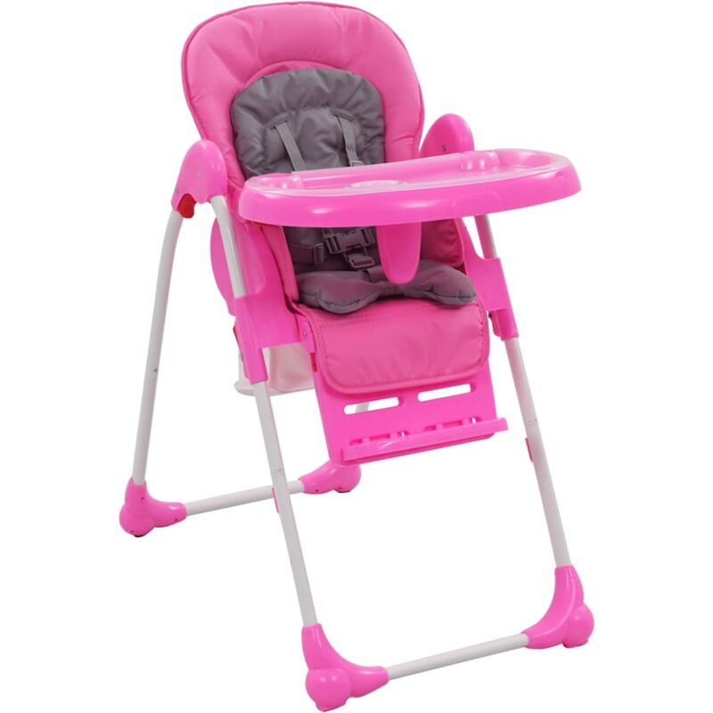 foto del prodotto seggiolone pappa per bambini rosa e grigio vidaxl