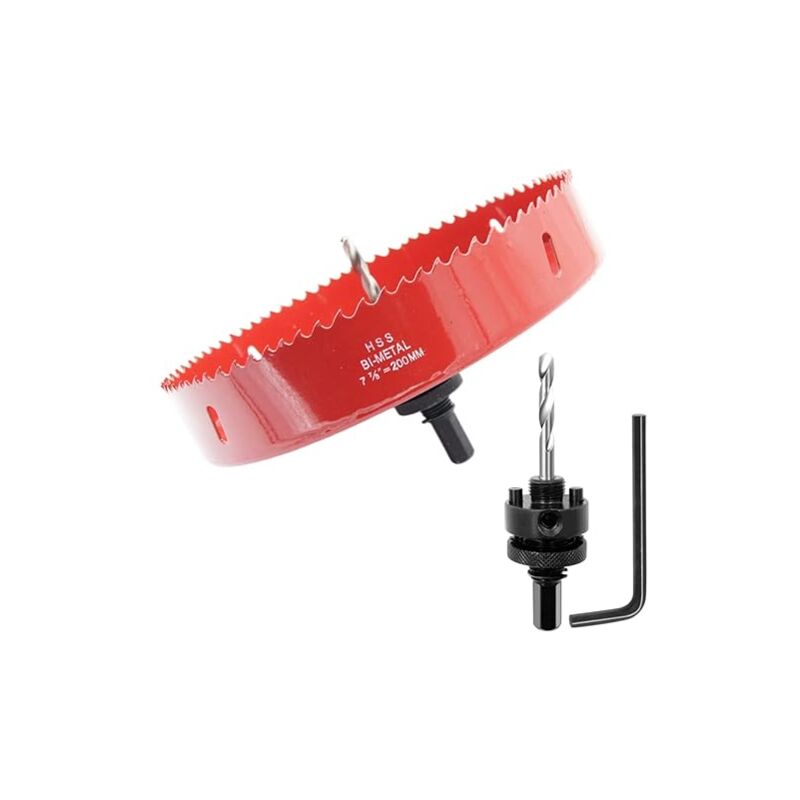 foto del prodotto seghe a tazza 200mm, punta per albero per impieghi gravosi, trapano 4341, strumento di foratura per la realizzazione di fori in diversi tipi di