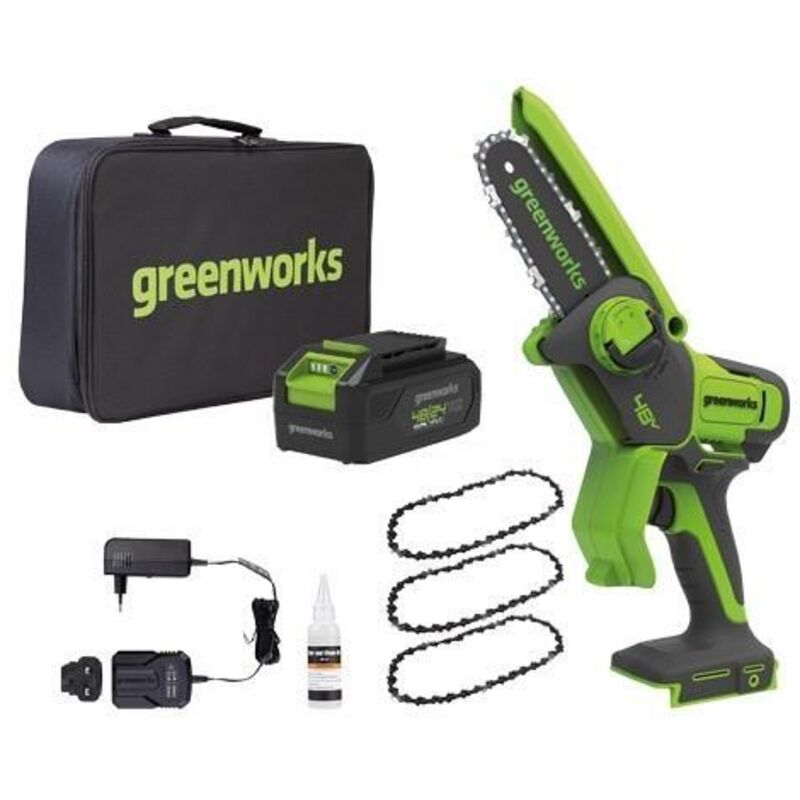 foto del prodotto seghe potatrici batteria 48v greenworks gd48mcs10k2