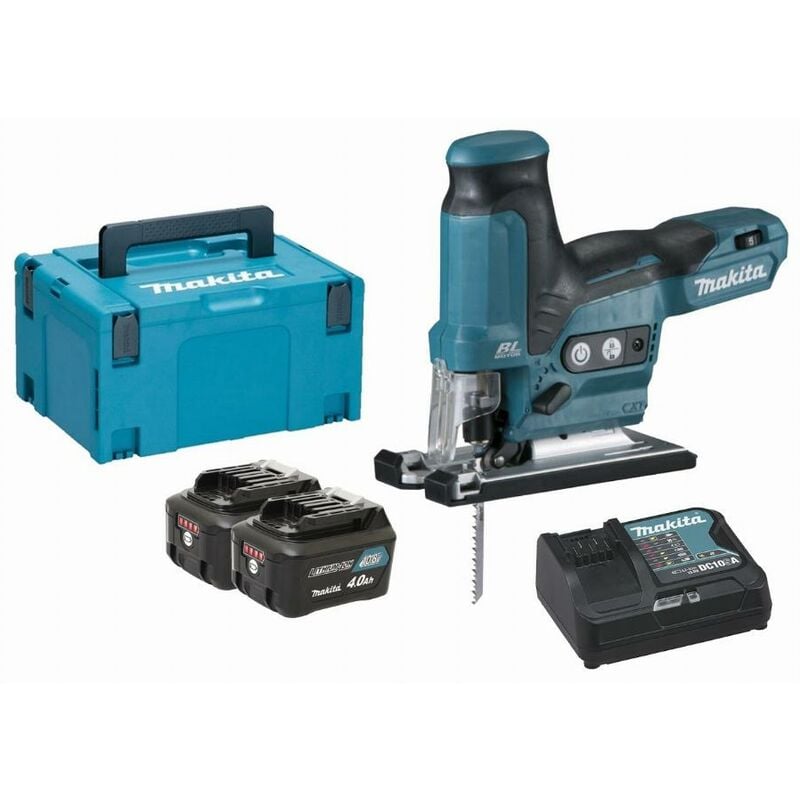 foto del prodotto seghetto alternativo lxt 10,8v makita 2 batterie 110,8v 4,0ah 1 caricatore rapido makpac jv102dmj