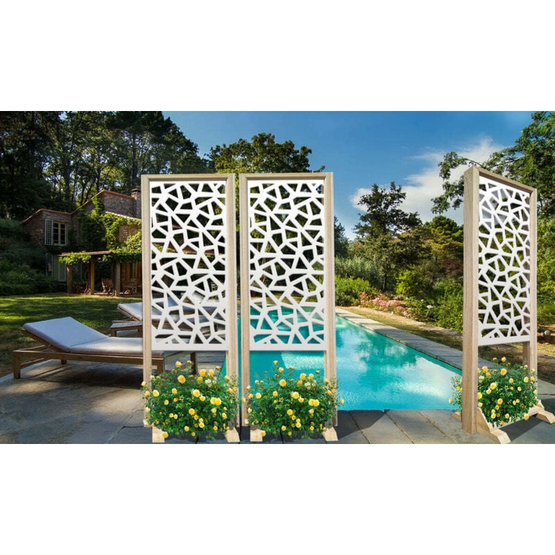 foto del prodotto segmenti - separè - paravento modulabile - 70x190cm - in legno e pvc - colore bianco