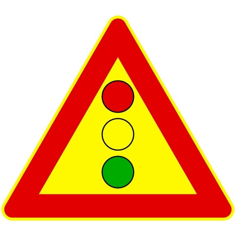 foto del prodotto segnale stradale cartello triangolare semaforo lato 90 cm in lamiera