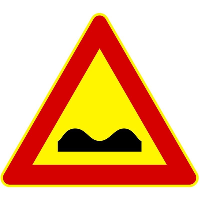foto del prodotto segnale stradale cartello triangolare strada deformata lato 90 cm in lamiera