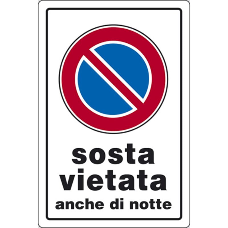 foto del prodotto segnaletica stradale 30x20cm sosta vietata anche di notte 