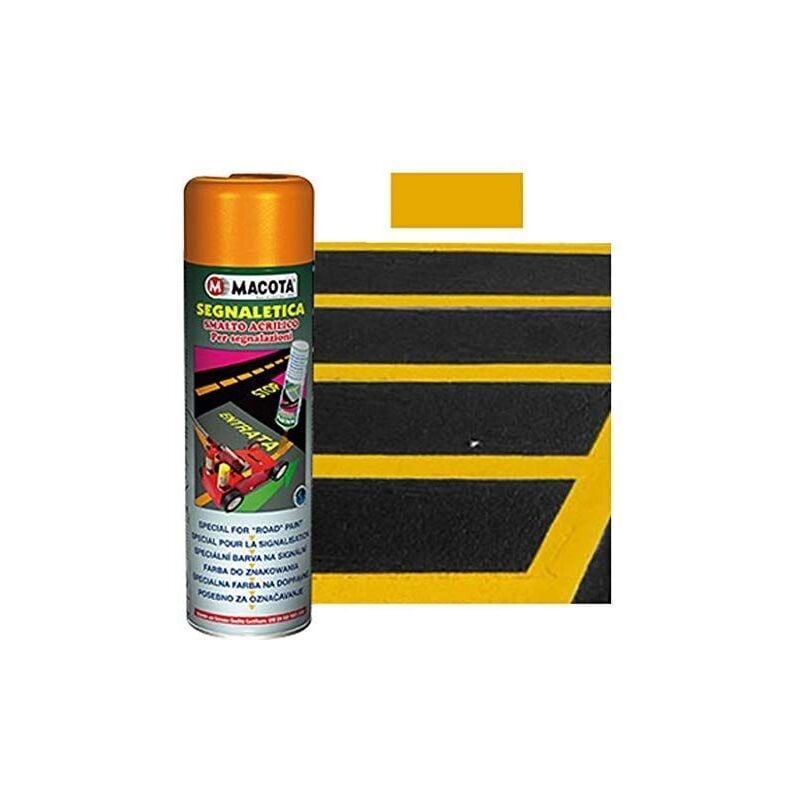foto del prodotto segnaletica vernice spray per segnaletica stradale 500 ml 6 tinte colore giallo macota