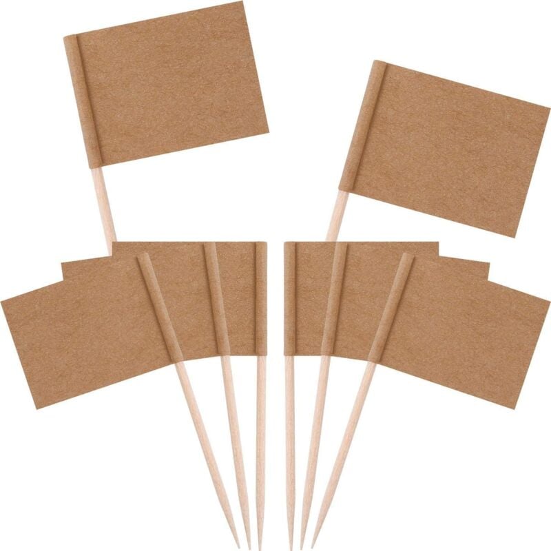 foto del prodotto segnalibri in carta kraft con stuzzicadenti, 100 pezzi, segnalini per formaggio, segnalini per torte, etichette in carta kraft per formaggio, per
