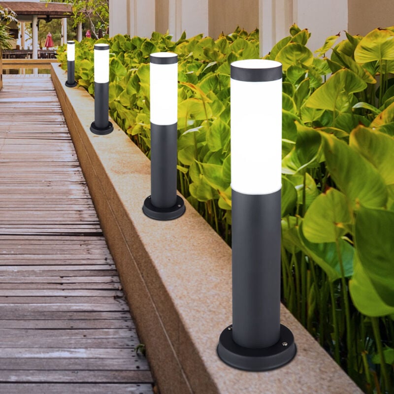 foto del prodotto segnapasso con base in acciaio inox, lampada da terra per esterni, antracite, paletto luminoso, plastica opalina, led 11w 1055lm bianco caldo, h 45