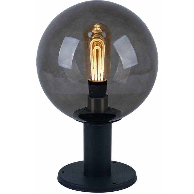 foto del prodotto segnapasso da esterno, antracite, luce da zoccolo, lampada da giardino, color fumo, ip44 antispruzzo, sfera di vetro, ottica fumo, 1x attacco e27,