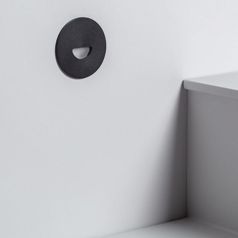 foto del prodotto segnapasso da esterno led 2w da incasso a parete circolare nero guell bianco naturale 4000k