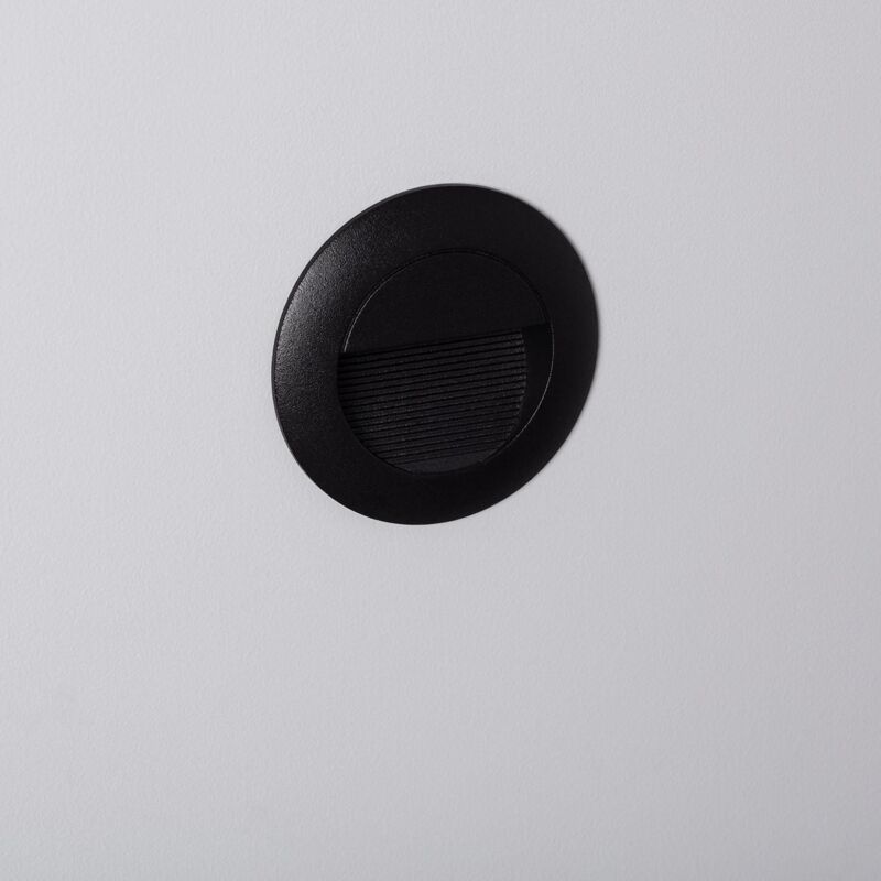 foto del prodotto segnapasso da esterno led 3w da incasso a parete circolare nero wabi 2700k bianco caldo