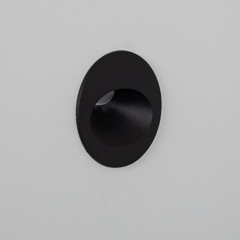 foto del prodotto segnapasso esterni led 2w incasso a parete circolare nero coney bianco naturale 4000k