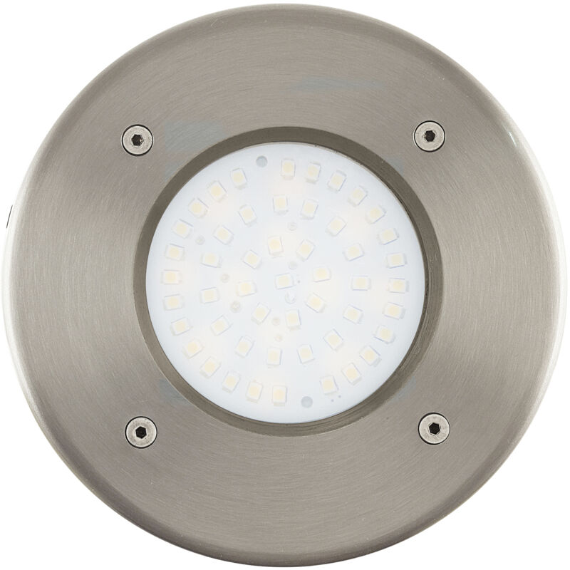 foto del prodotto segnapasso esterno tondo moderno lamedo acciaio argento vetro bianco led