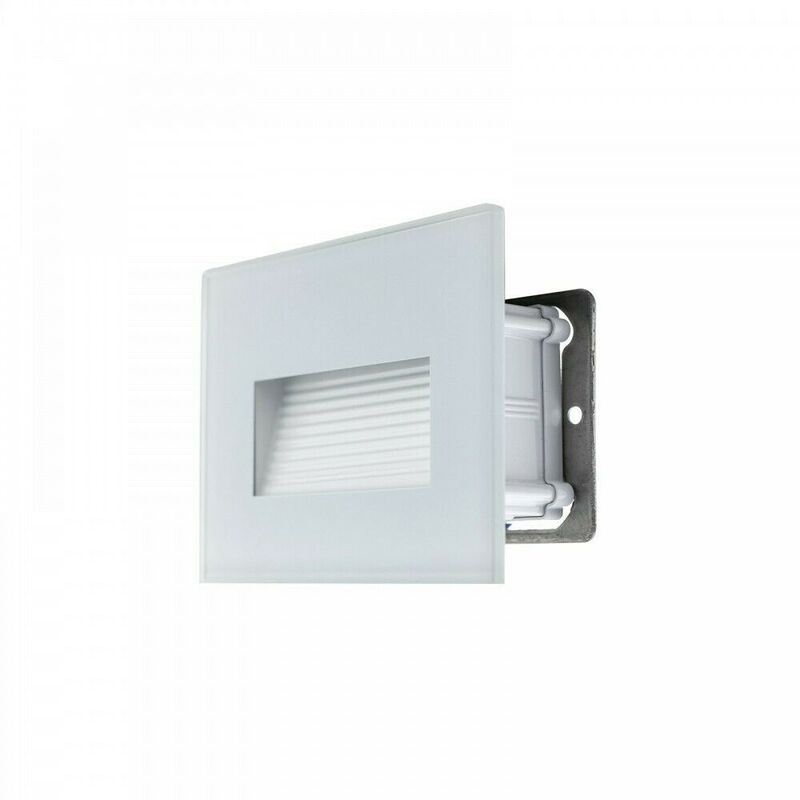 foto del prodotto segnapasso led 4w incasso cassetta 503 ip65 cornice vetro bianco luce calda 3000k