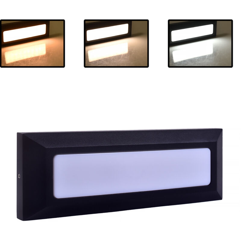 foto del prodotto segnapasso led a parete 5w nero con cct switch 3 temperature colore ip65 efficienza energetica e design moderno per interni ed esterni