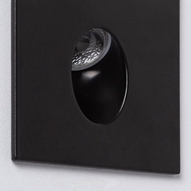 foto del prodotto segnapasso led da incasso a parete quadrato nero adam 3000k bianco caldo