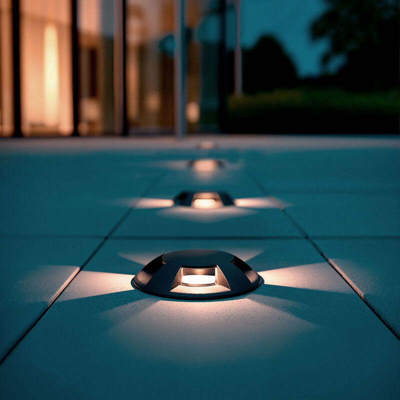 foto del prodotto segnapasso led incasso a terra per esterno 4l 24v dc loto nero