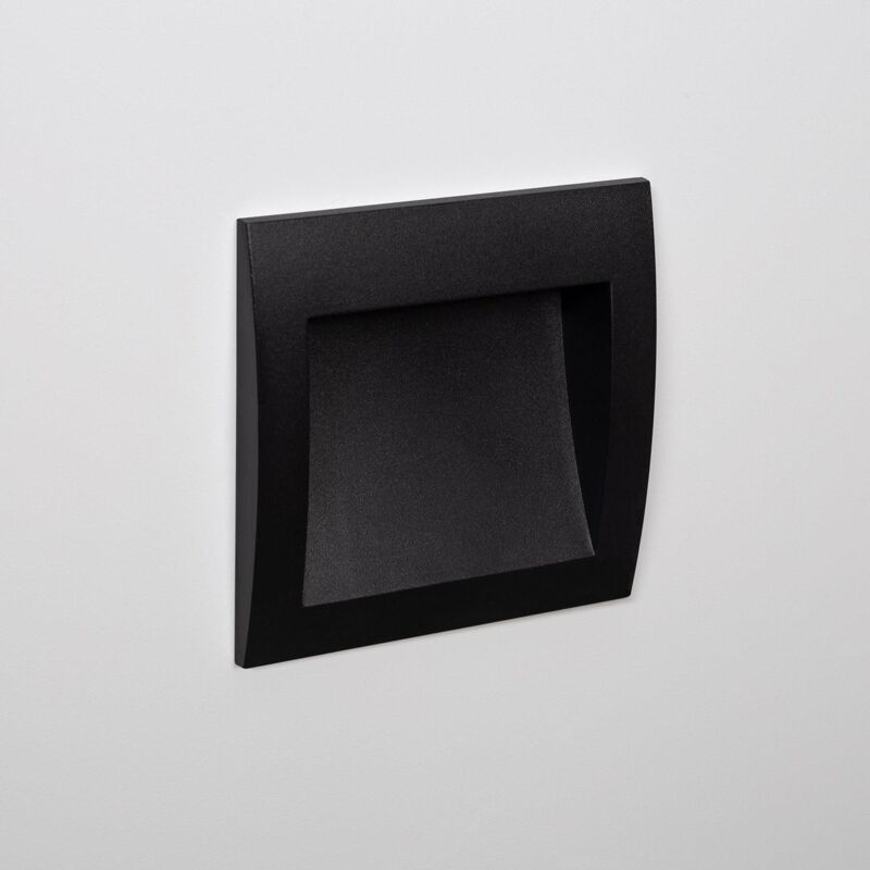 foto del prodotto segnapasso led per esterno 4w da incasso parete quadrato nero natt 4000k bianco naturale