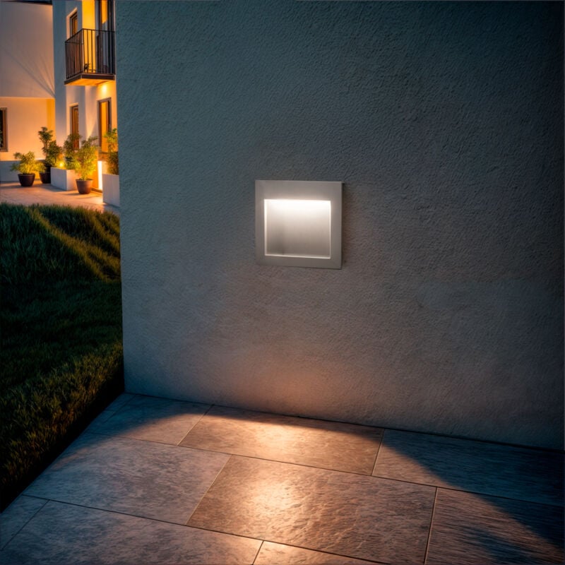 foto del prodotto segnapasso per esterno led 4w incasso parete quadrato bianco natt 4000k bianco naturale