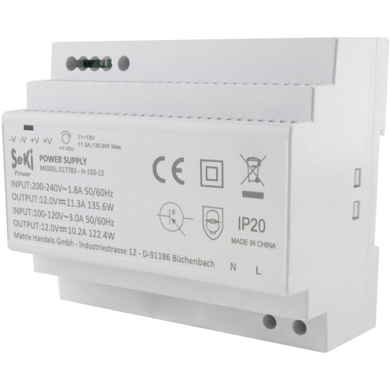 foto del prodotto seki alimentatore per guida din h-150-12 12 v 11,3 a 135 w din rail alimentatore di rete/trasformatore