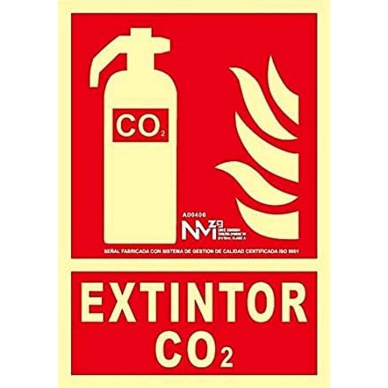 foto del prodotto sekureco nm rd00106 segnale luminescente estintore co2 classe b pvc 0,7 mm 21 x 30 cm con cte, ripci e adatto per la nuova legislazione