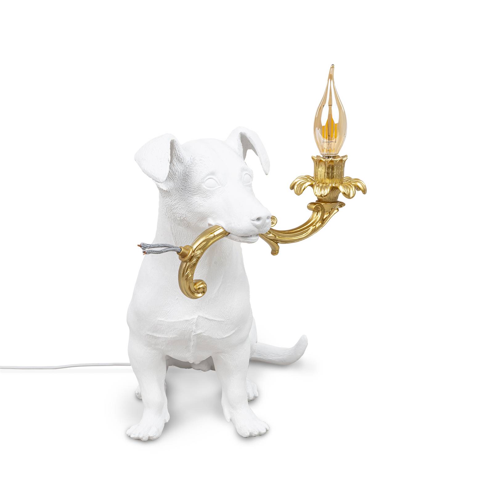 foto del prodotto seletti lampada led da tavolo rio, cane in bianco