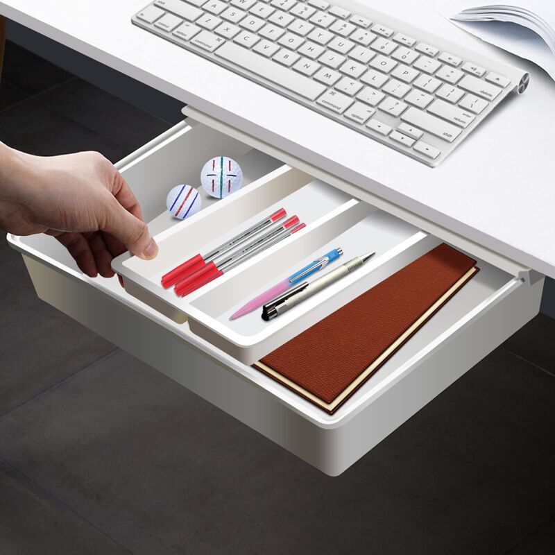 foto del prodotto self adhesive desk drawer hanging desk drawer for office, hideout, home, school large 
