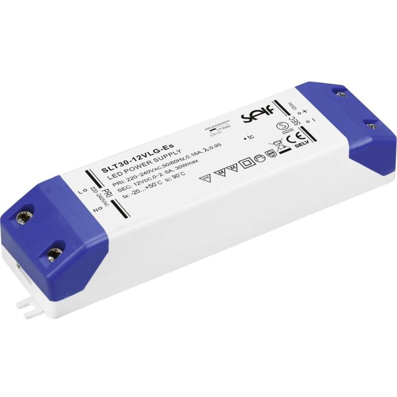 foto del prodotto self electronics slt30 24vlg es driver per led tensione costante 30 w 0 1.25 a 24.0 v dc adatto per mobili, non dimme