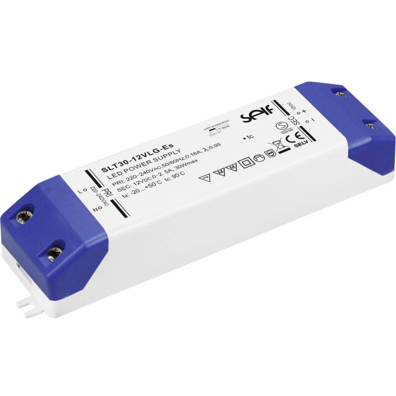 foto del prodotto self electronics slt30 48vlg es driver per led tensione costante 30 w 0 a 625 ma 48 v dc non dimmerabile, montaggio s