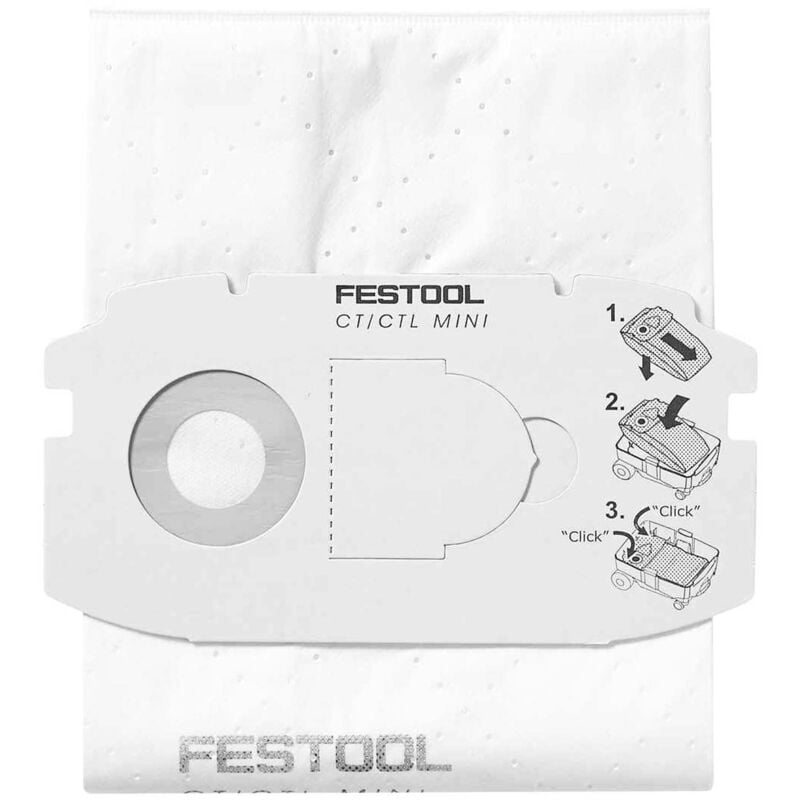foto del prodotto selfclean sc fis ct mini 5 sacchetti filtranti festool 498410 5 pezzi