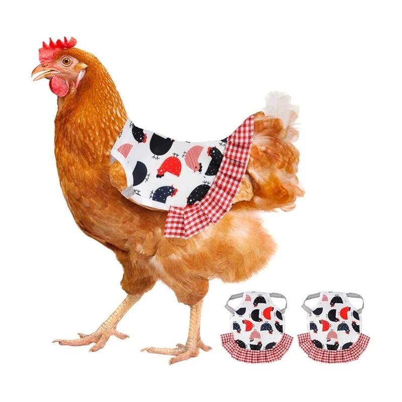 foto del prodotto sella per pollo, 2 pezzi, grembiule per gallina, ali, protezione elastica per piume, accessori per pollame 8,7 x 6,7 pollici bebusingoto