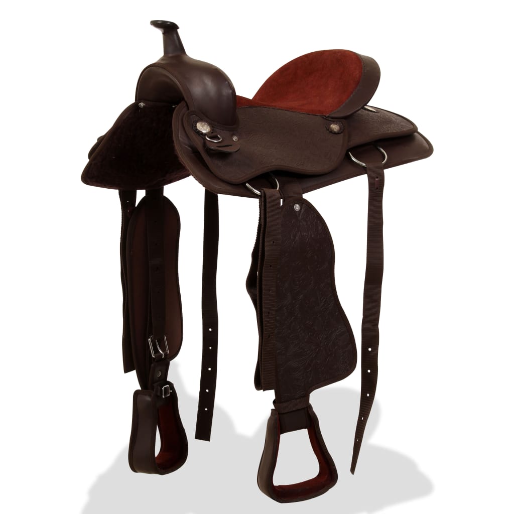 foto del prodotto sella western testiera e pettorale in vera pelle 16 quot marrone cod mxl 67374