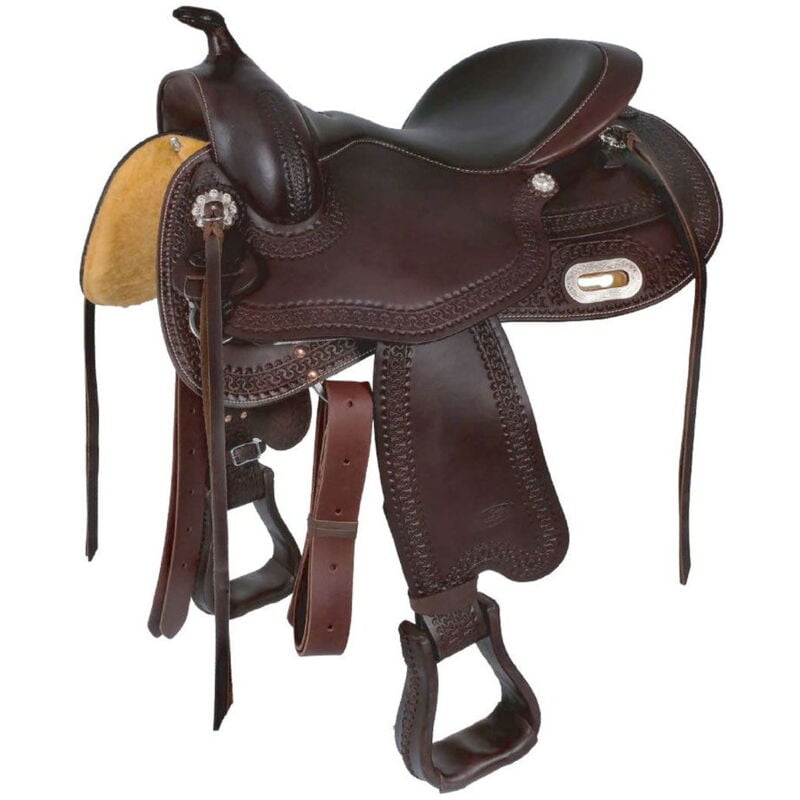 foto del prodotto sella western treeless freemax buffalo leather in cuoio ingrassato senza arcione: 16""
