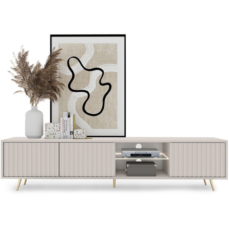 foto del prodotto selsey - bello - mobile tv - 175 cm - a doghe - taupe grigio-beige