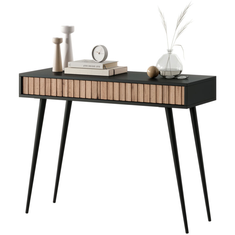 foto del prodotto selsey bello toeletta 104 cm nero rovere wotan con gambe nere