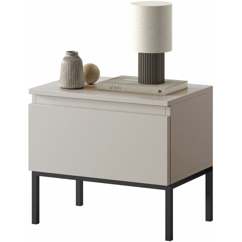 foto del prodotto selsey bemmi comodino con gambe dorate beige