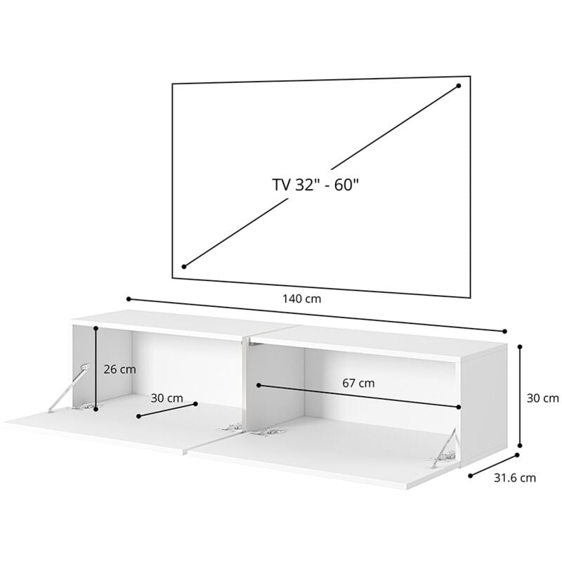 foto del prodotto selsey bisira mobile tv bianco in look marmo egger con inserto color oro, 140 cm